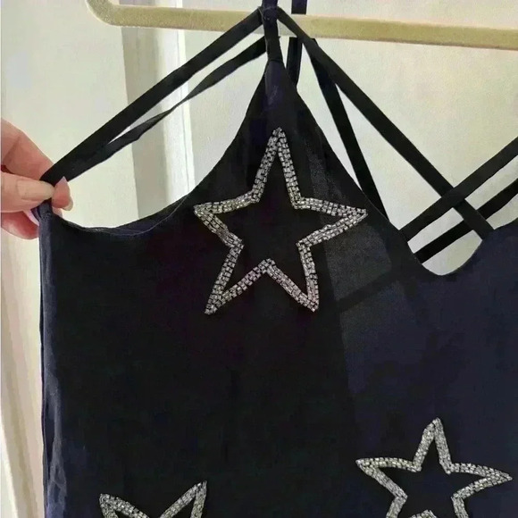 CHASER Beaded Stars Strappy Mini Dress ~ Navy ~ M - Picture 7 of 8